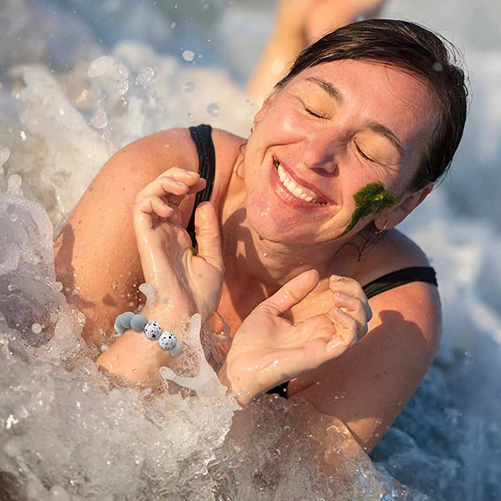 Wholesale Camouflage Silicone Bead Bracelet PU Tassel Keychain